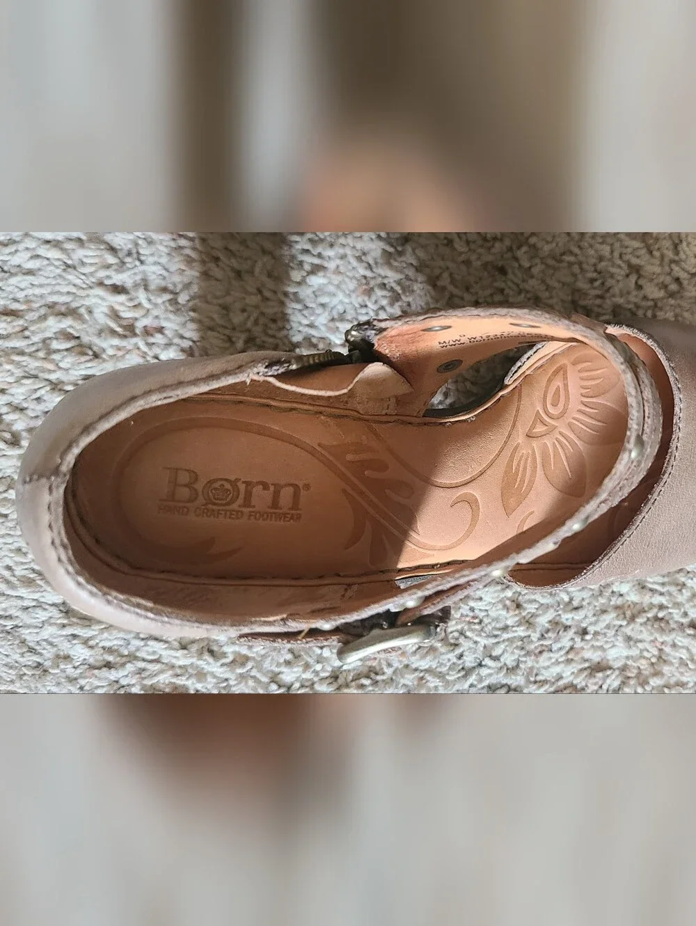 Women’s Taupe Leather Platform Heels with Buckle Strap